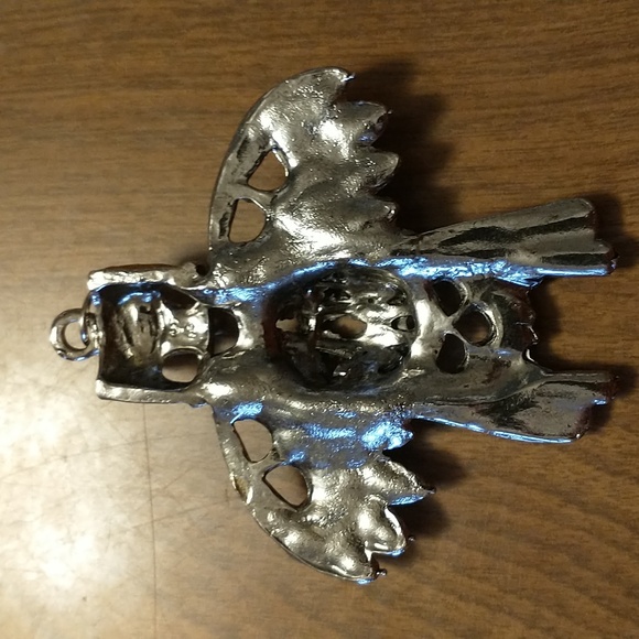 Vintage Southwestern Silver Tone Faux Turquoise Kachina Pendant - Picture 5 of 7